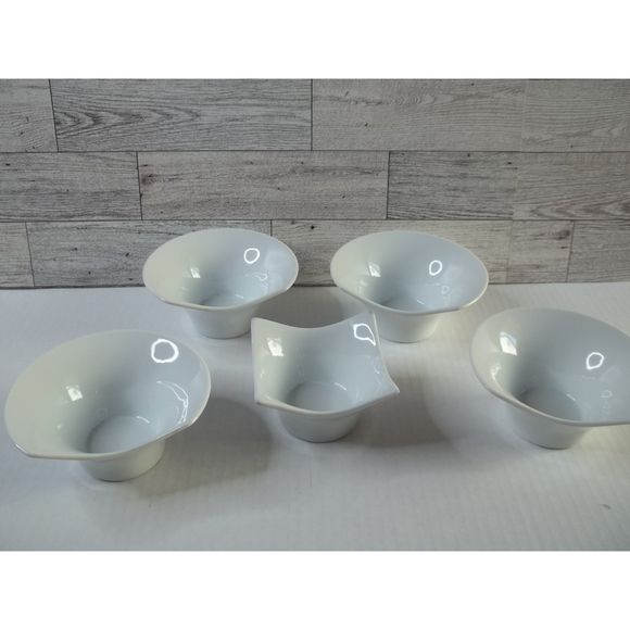 Pier 1 Import White Porcelain Tasting Sampling Condiment Party Bowls Set of 5 - Picture 5 of 9